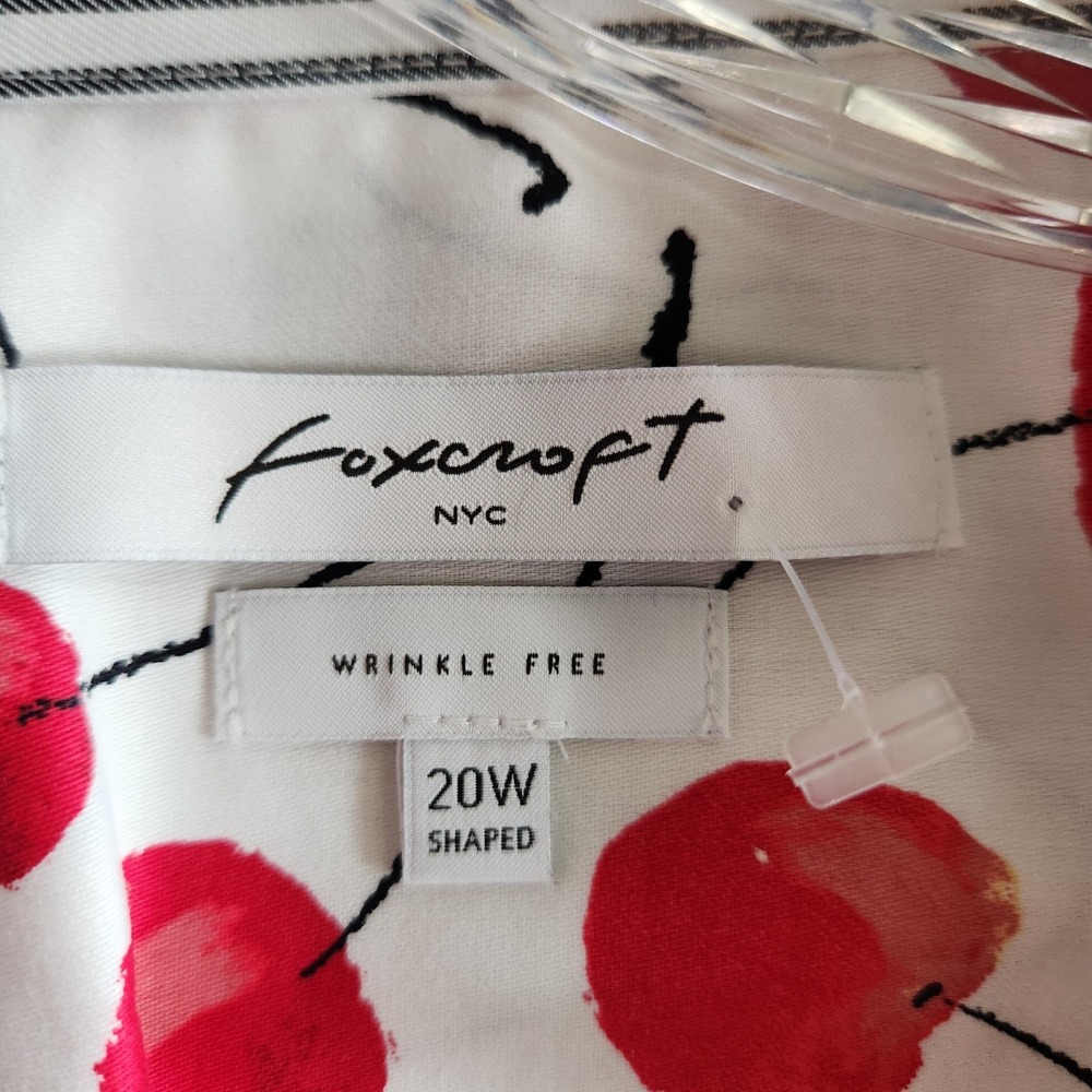 Foxcroft Mary Sweet Cherries Wrinkle Free Button Up Shirt 20W 3/4 Sleeves NWT - Picture 11 of 13
